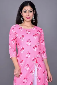 Stylish Rayon Pink Tail Cut Floral Print Kurta  For Women-thumb2