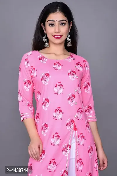 Stylish Rayon Pink Tail Cut Floral Print Kurta  For Women-thumb3
