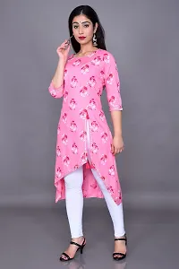 Stylish Rayon Pink Tail Cut Floral Print Kurta  For Women-thumb1