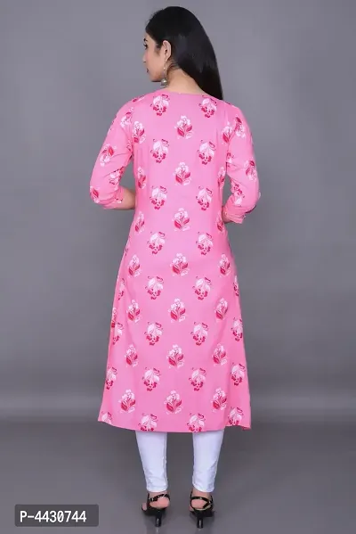 Stylish Rayon Pink Tail Cut Floral Print Kurta  For Women-thumb4