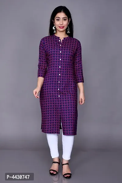 Stylish Rayon Blue Checked Kurta  For Women