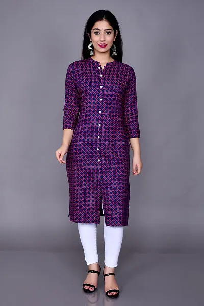 Stylish Rayon Checked Kurta For Women