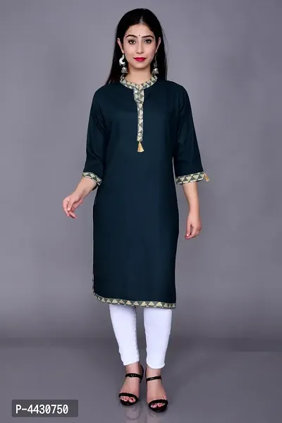 Stylish Rayon Blue Solid Kurta  For Women