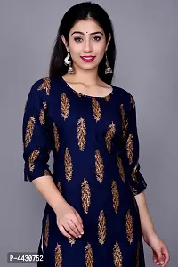 Stylish Rayon Blue Gold Print Kurta  For Women-thumb3