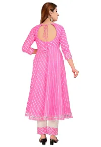 AARTI FASHION Women's Cotton Anarkali Kurti, Pant, Dupatta Set (AE-056_Pink_M)-thumb1