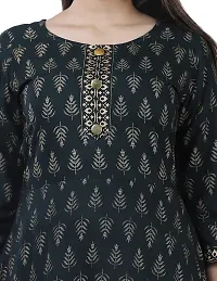 Aarti Fashion Women's Rayon Casual Anarkali Printed Kurti || Anarkali Kurti || Kurti || Anarkali Kurta for Women || (Bottle Green) (Medium)-thumb3
