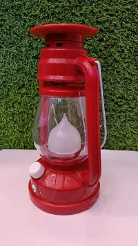 Hi-Quality and Heavy duty Rechargeable lantern with Solar Night Lamp Red Plastic Table Lantern (Pack Of 1)-thumb1