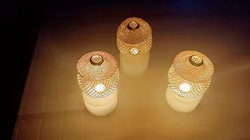 Metal Candle Holder Pack Of 3 Gold plated Diwali Deepawali Decorative Item On Any Occasion | candle stand | T Light Home Decorative Item for Living Room, Gift purpose Golden Color-thumb2