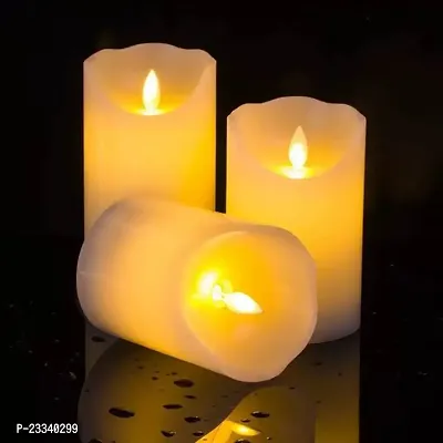 3 Pcs Acrylic Wireless LED candle Flameless and Smokeless Decorative Candles led Candle Tea Light Candles Lights and Decorations for Diwali, House, Balcony, Birthday, Navratri Decoration (Yellow, Pac-thumb2