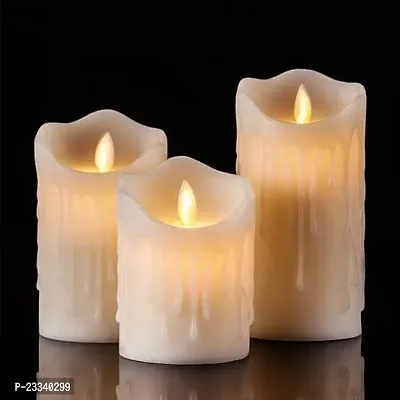 3 Pcs Acrylic Wireless LED candle Flameless and Smokeless Decorative Candles led Candle Tea Light Candles Lights and Decorations for Diwali, House, Balcony, Birthday, Navratri Decoration (Yellow, Pac-thumb3
