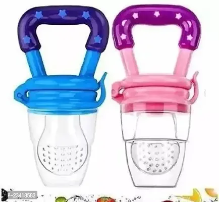 Fresh Food Nibbler Silicone Baby Infant Fruit Feeder Dummy Pacifier Newborn Nipple (Multicolor) pack of 2-thumb0