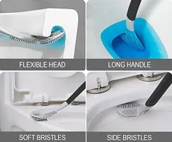 Silicone Toilet Brush with No-Slip Long Handle, Flex Toilet Brush Anti-drip Set, Deep Golf Head Brush Toilet - Bathroom Cleaning Brush (Golf Shape) (Multicolor-Pack of 1)-thumb1