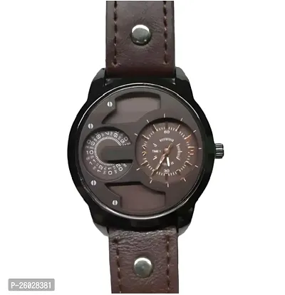 Stylish Grey Leather Analog Watches For Men