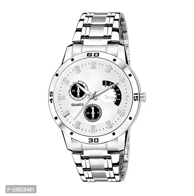 Stylish Silver Metal Analog Watches For Men-thumb0