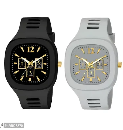 Stylish Multicoloured Silicone Analog Watches For Men Pack Of 2