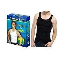 GIN41 ( Mens Vest Slim n Lift Tummy Tucker Body Shaper-BLACK-thumb3