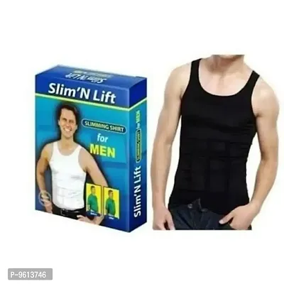 GIN41 ( Mens Vest Slim n Lift Tummy Tucker Body Shaper-BLACK-thumb4