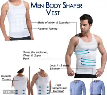 GIN41 ( ( Mens Cotton Slim N Lift Body Shaper Tummy Tucker Vest Shapewear - White