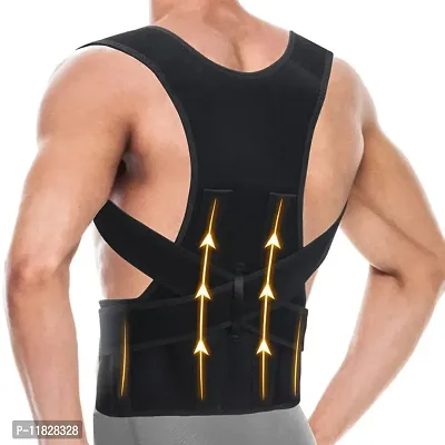 GIN24 Posture corrector belt for men and women for back pain Back Support  (Black)