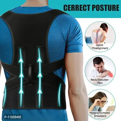 GIN24  Free Size Posture Corrector Belt For Men And Women For Back Pain Belt Back  Abdomen Support  (Black)-thumb0