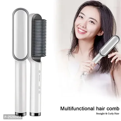 Covetkart  Professional Hair Straightener Comb, Hair Brush Home Hair Styling, 5 Temperature PTC Fast Heating Electric Comb Straightener for Women and Men, Ceramic Hair Styler Machine(white)-thumb4