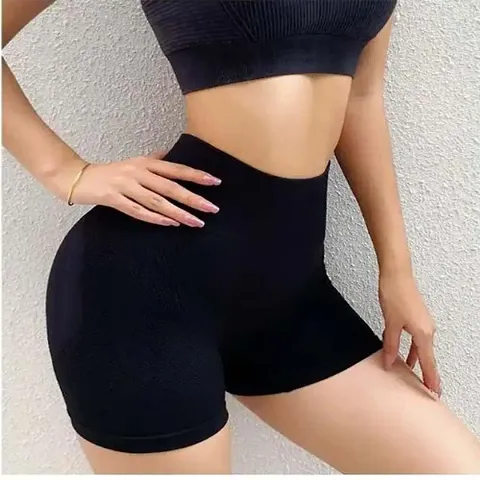 Classic Spandex Solid Shorts For Women