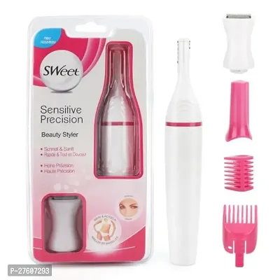 Sweet Trimmer Sensitive 5 in 1 Underarms and  Painless Eyebrow Epilator, Face, Underarms Hair Remover(pack of 1)white-thumb0
