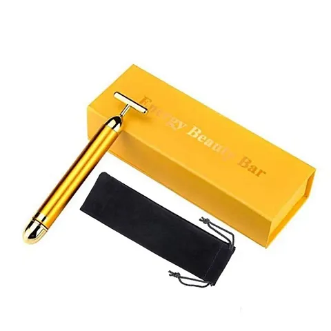 24K Gold Energy Beauty Bar Electric Vibration Facial Massage Roller Waterproof Face Skin Care