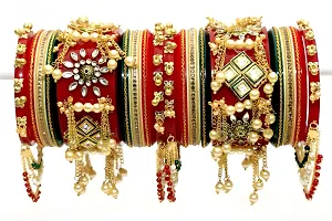 Stylist Chooda Set Traditional Rajasthani Chura/Punjabi Chooda Set with Kundan Meenakari Stones  Pearl Bangles for Women  Girls CS_0440_24-thumb2