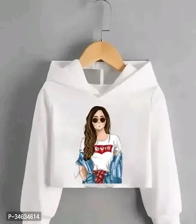 Elegant White Polyester Printed Hoodies For Women-thumb0