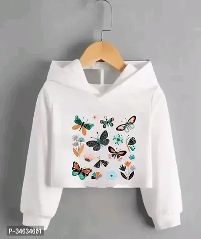 Elegant White Polyester Printed Hoodies For Women-thumb0