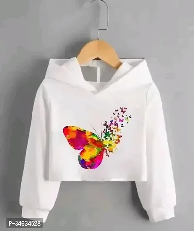 Elegant White Polyester Printed Hoodies For Women-thumb0