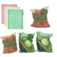 Reusable Double Layer Mesh Fridge/ Refrigerator Bags / Pouches for Storage of Fruits , Pack of 12-thumb1