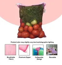 Reusable Double Layer Mesh Fridge/ Refrigerator Bags / Pouches for Storage of Fruits , Pack of 12-thumb2