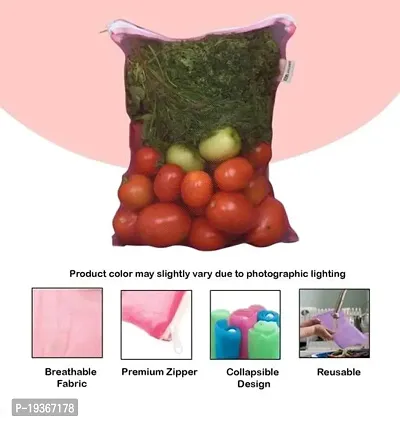 Reusable Double Layer Mesh Fridge/ Refrigerator Bags / Pouches for Storage of Fruits , Pack of 12-thumb3