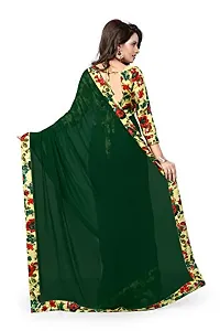 Oomph! Women?s Georgette Sarees with printed border (Forest Green_af1398)-thumb2