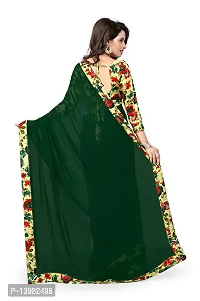 Oomph! Women?s Georgette Sarees with printed border (Forest Green_af1398)-thumb3