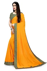 FASHION U Women's Pure Silk Saree With Blouse (R-F-1 Yellow_Yellow)-thumb1