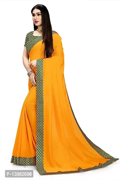 FASHION U Women's Pure Silk Saree With Blouse (R-F-1 Yellow_Yellow)-thumb2