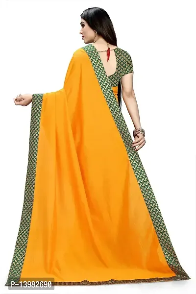 FASHION U Women's Pure Silk Saree With Blouse (R-F-1 Yellow_Yellow)-thumb3