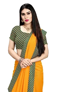 FASHION U Women's Pure Silk Saree With Blouse (R-F-1 Yellow_Yellow)-thumb3