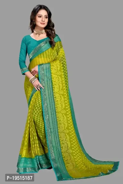 Designer Women's Chiffon Brasso Printed Saree with Blouse Piece