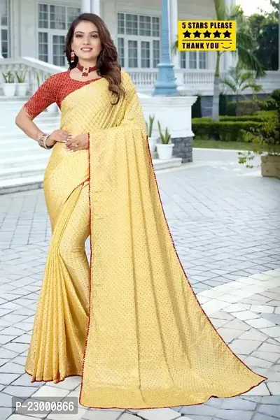 MAHALAXMI FAB Women's Sarees with Blouse Piece (YELLOW) DIAMOND QUEEN