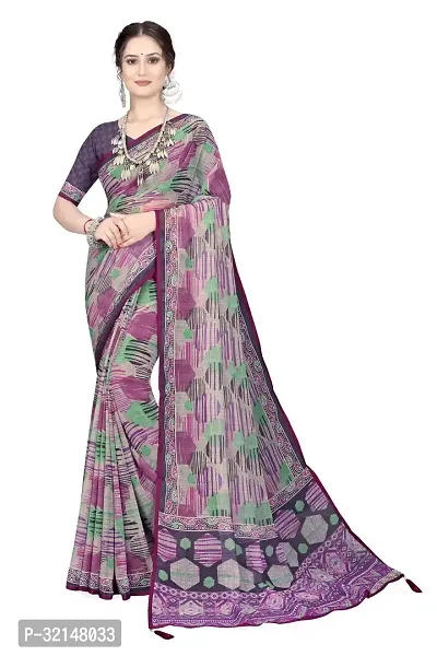 Stylish Georgette Printed Saree with Blouse Piece-thumb0