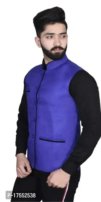SAGESTICS INDUSTRIAL SOLUTION Half jacket modi nehru style for men boys indian wedding (XL, BLUE)