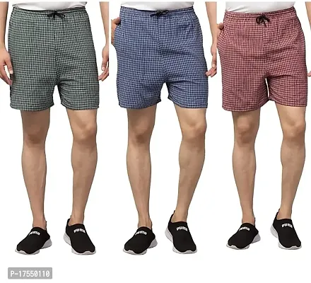 Men Multicolor Cotton Blend Boxer Shorts Pack of 3 (L, Multicolourd)
