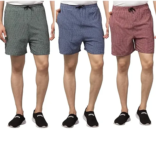FRAXIER Men Multicolor Cotton Blend Boxer Shorts Pack of 3
