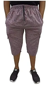 Men's Cotton Checkered Printed 3/4 Capri, Shorts, Multicolor Pack-Of -3-thumb1