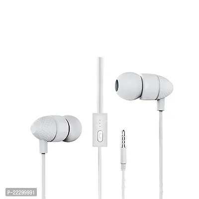 Stylish White Wired Headphones With Microphone