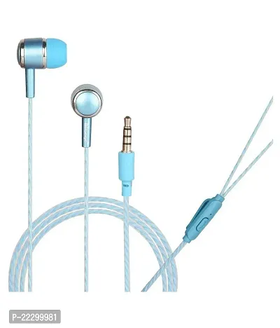 Stylish Blue Wired Headphones With Microphone